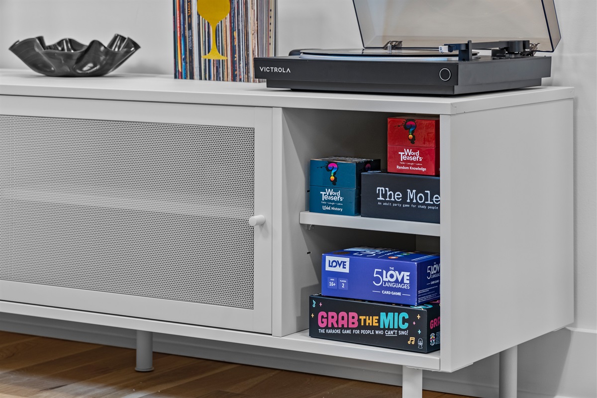 Enjoy a night in with some games and vinyl spinning on the record player.