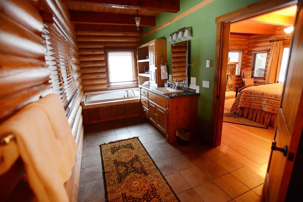 The soaking tub in the Master suite which also has a luxury double shower