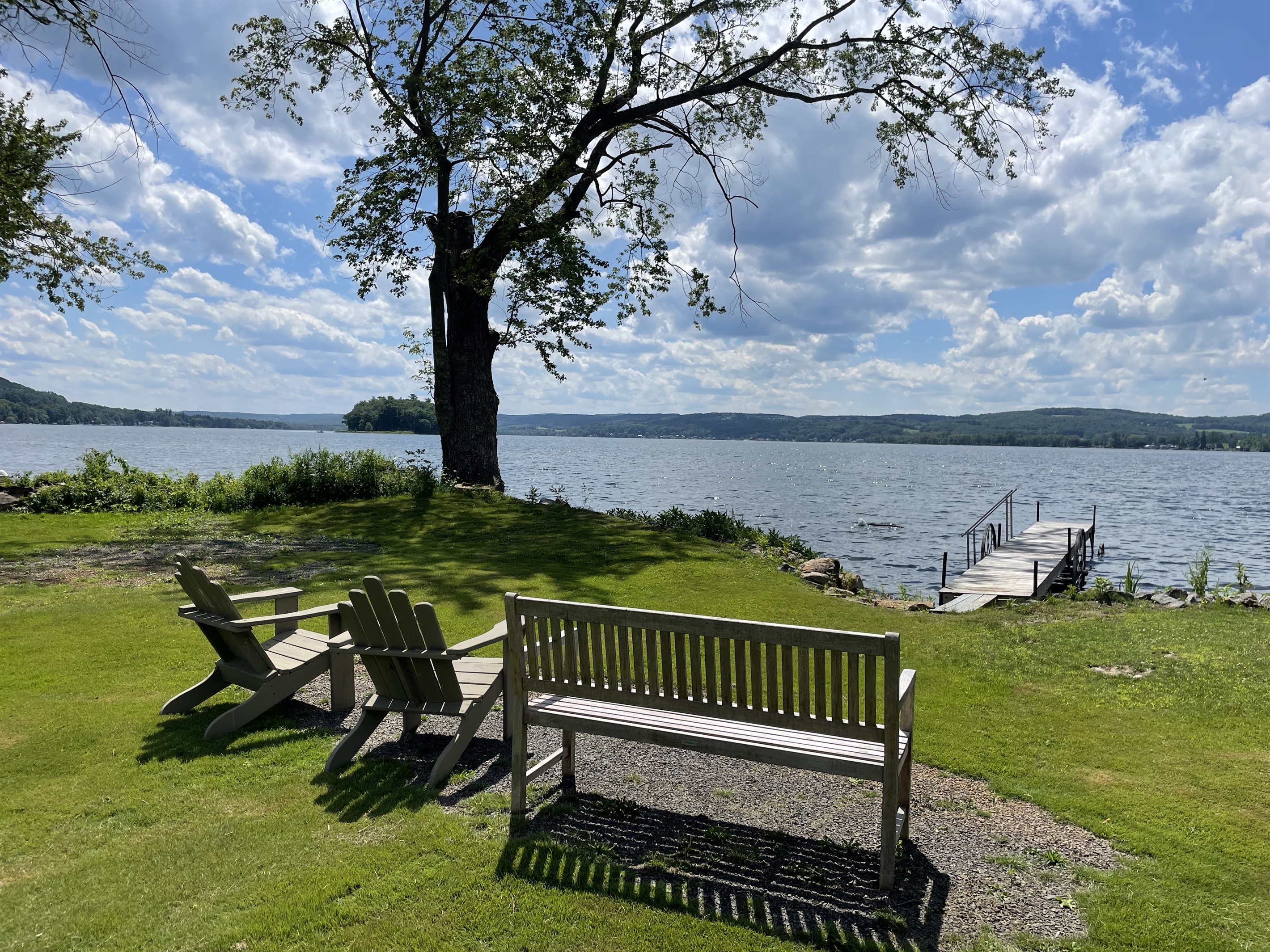 Waterfront area with private dock