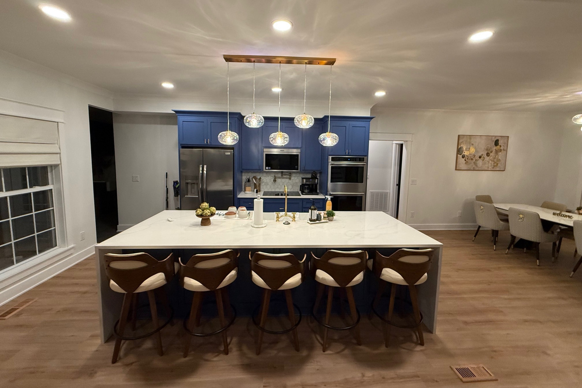 Bar seating in the kitchen