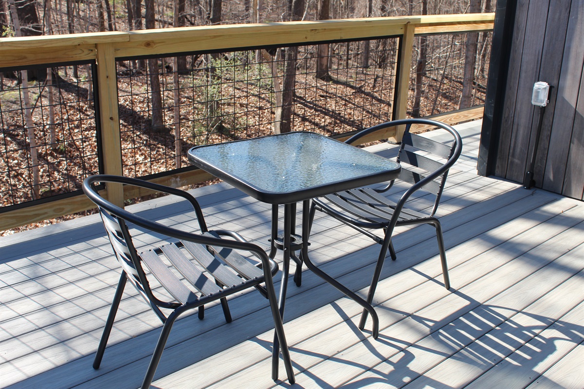 Outdoor table on deck
