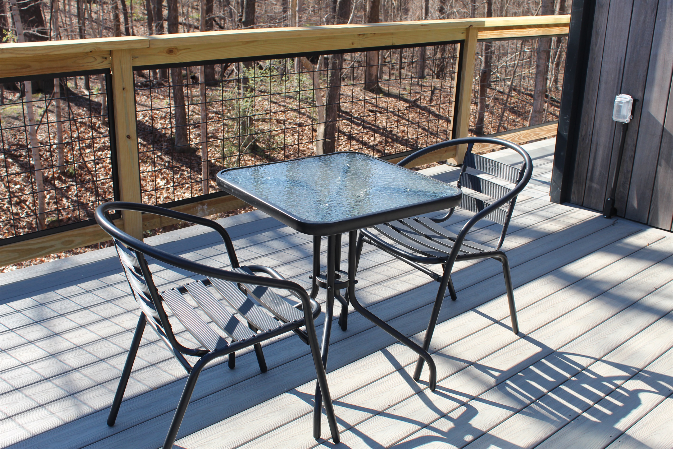 Outdoor table on deck