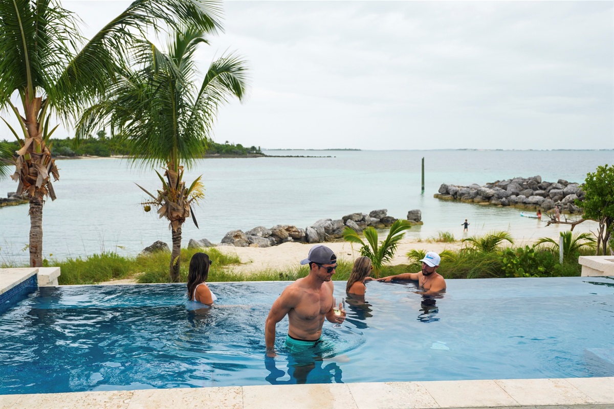 HEATED, INFINITY POOL by the Cabana overlooking the Sea of Abaco and the Zipline at Sea Glass Found! 