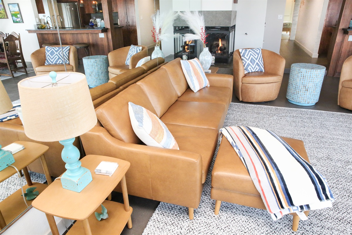 Our luxury couch for relaxing and taking in the ocean
