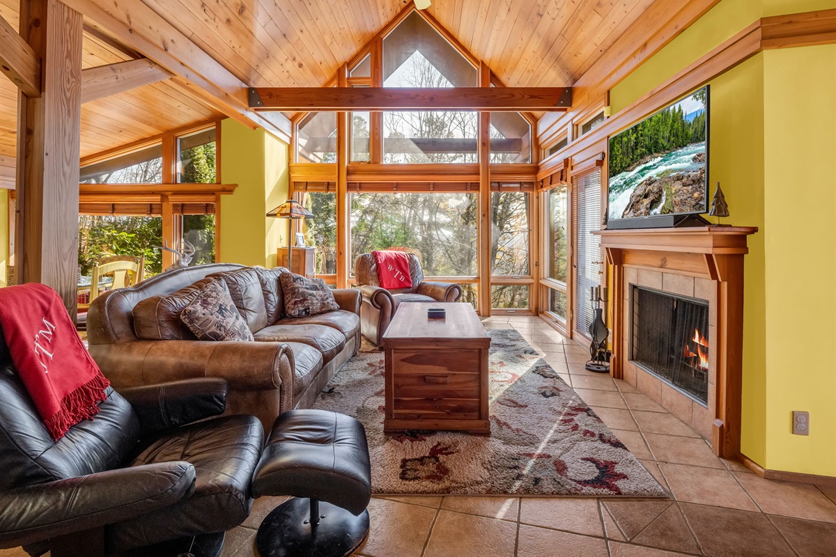 Enjoy the wood burning fireplace, watch some tv, or just sit and relax.