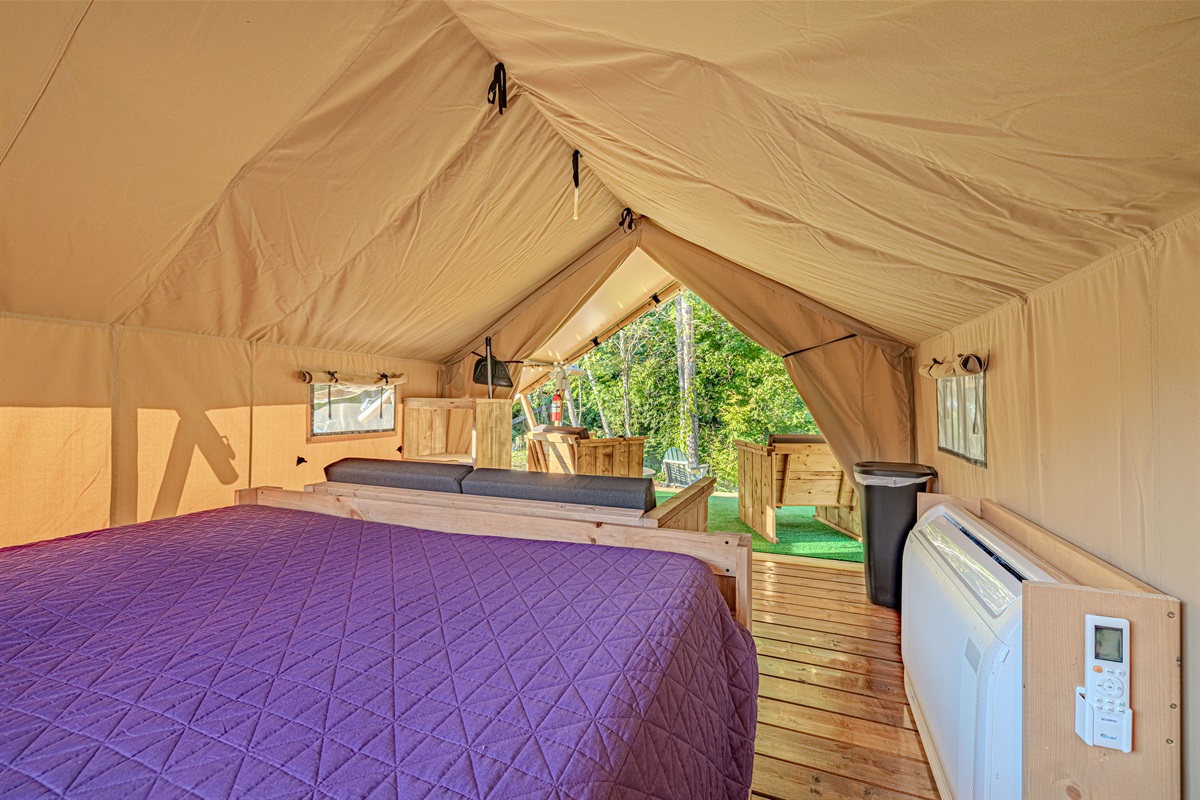 The perfect view awaits you at the entrance. Wake up to the serene forest backdrop framed perfectly by your tent opening.