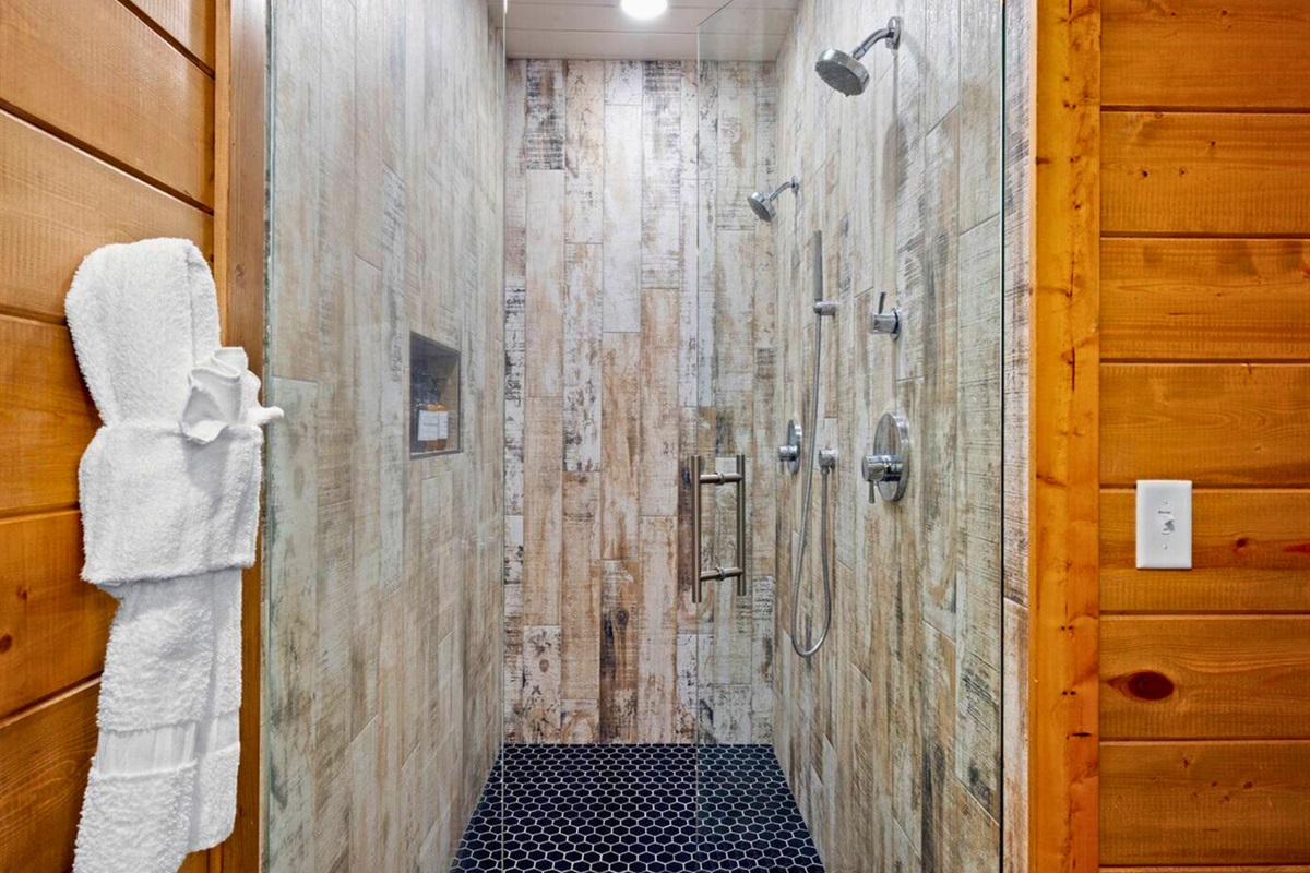 Rinse off the day's adventure in a shower that's as rejuvenating as the woodland breeze