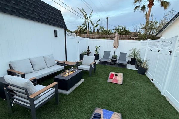 Backyard Seating and Fire Table