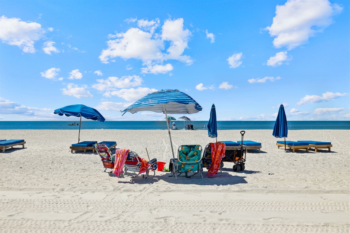 We provide 4 beach chairs, umbrella, and cooler.