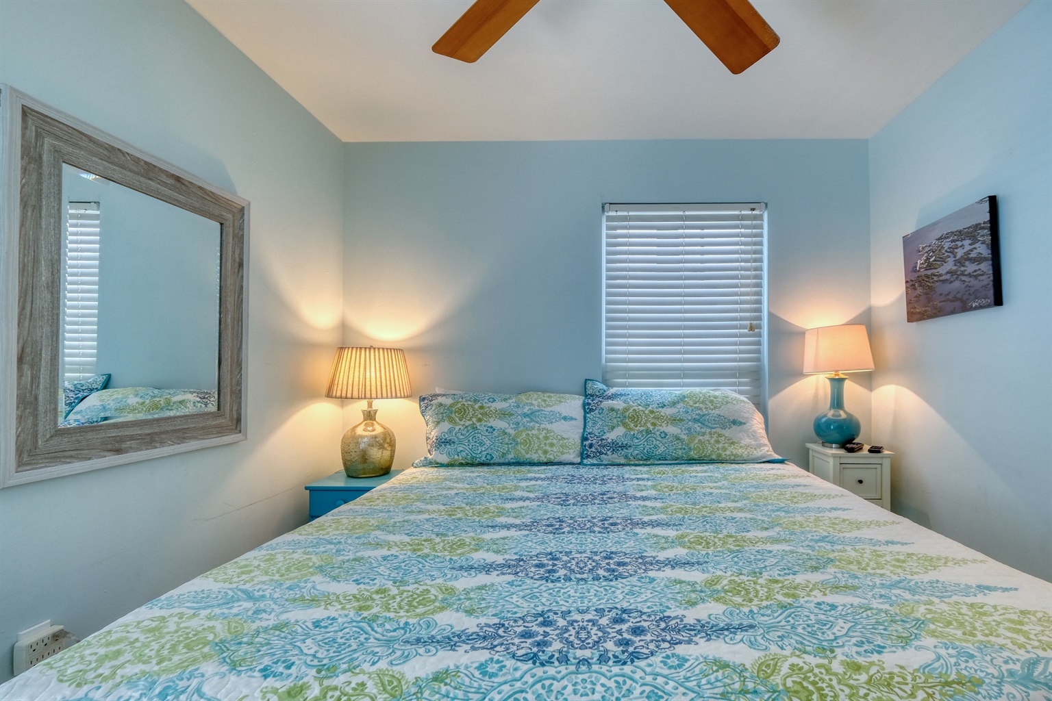 Master bedroom has a king bed