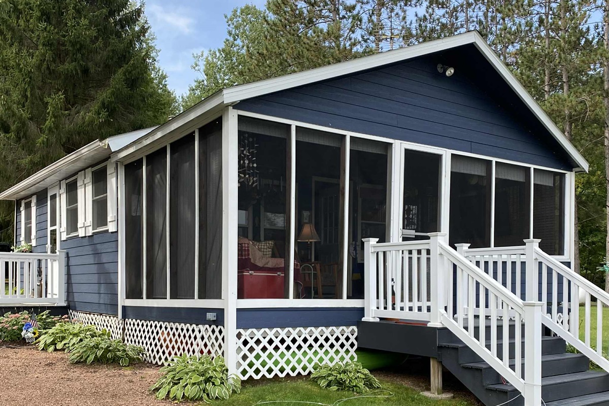 Lakeside view of the cabin