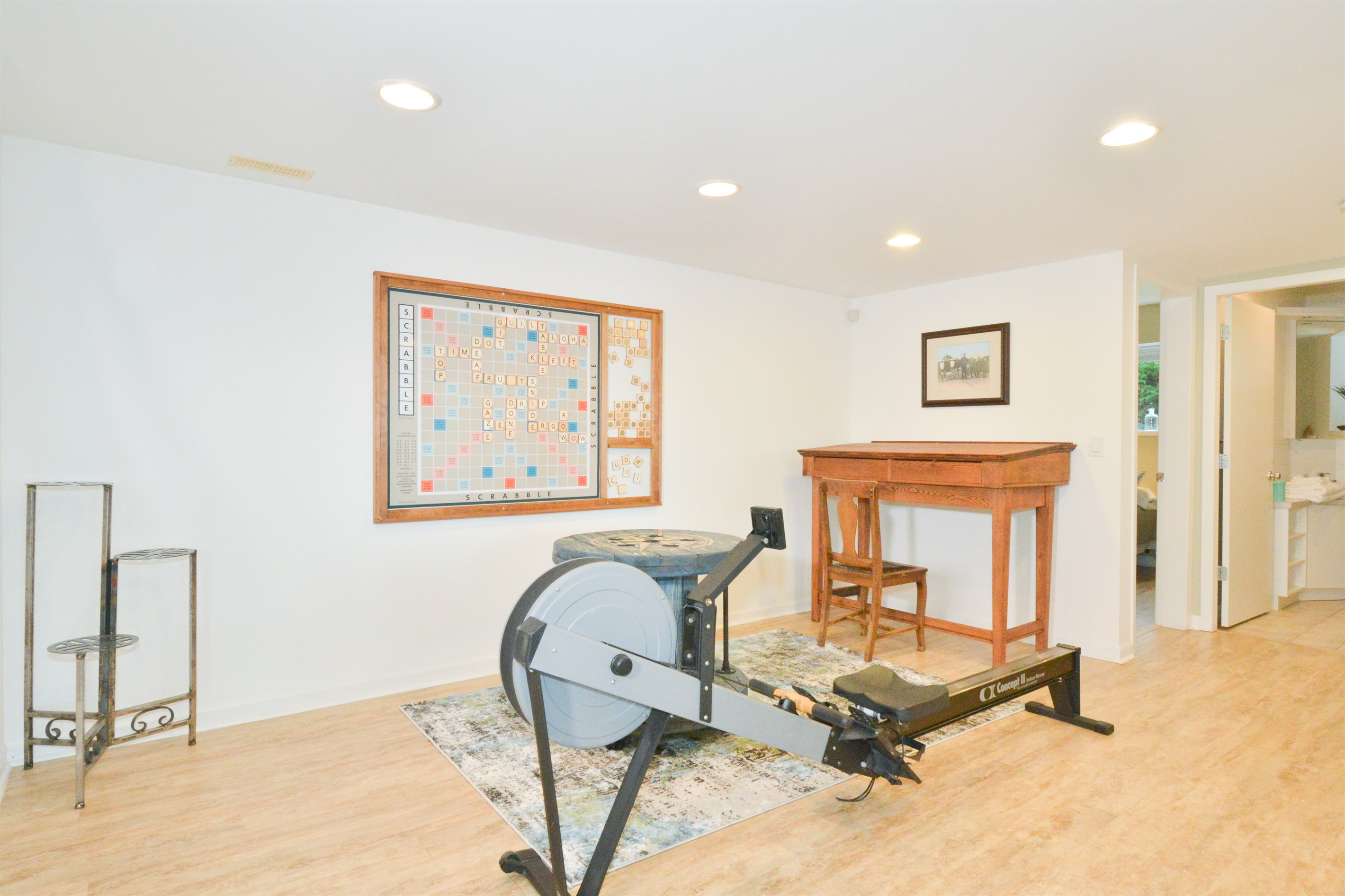 Elliptical + yoga mat for quick workouts