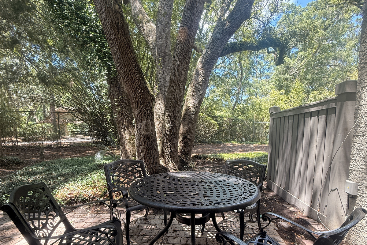 Private patio with outdoor seating