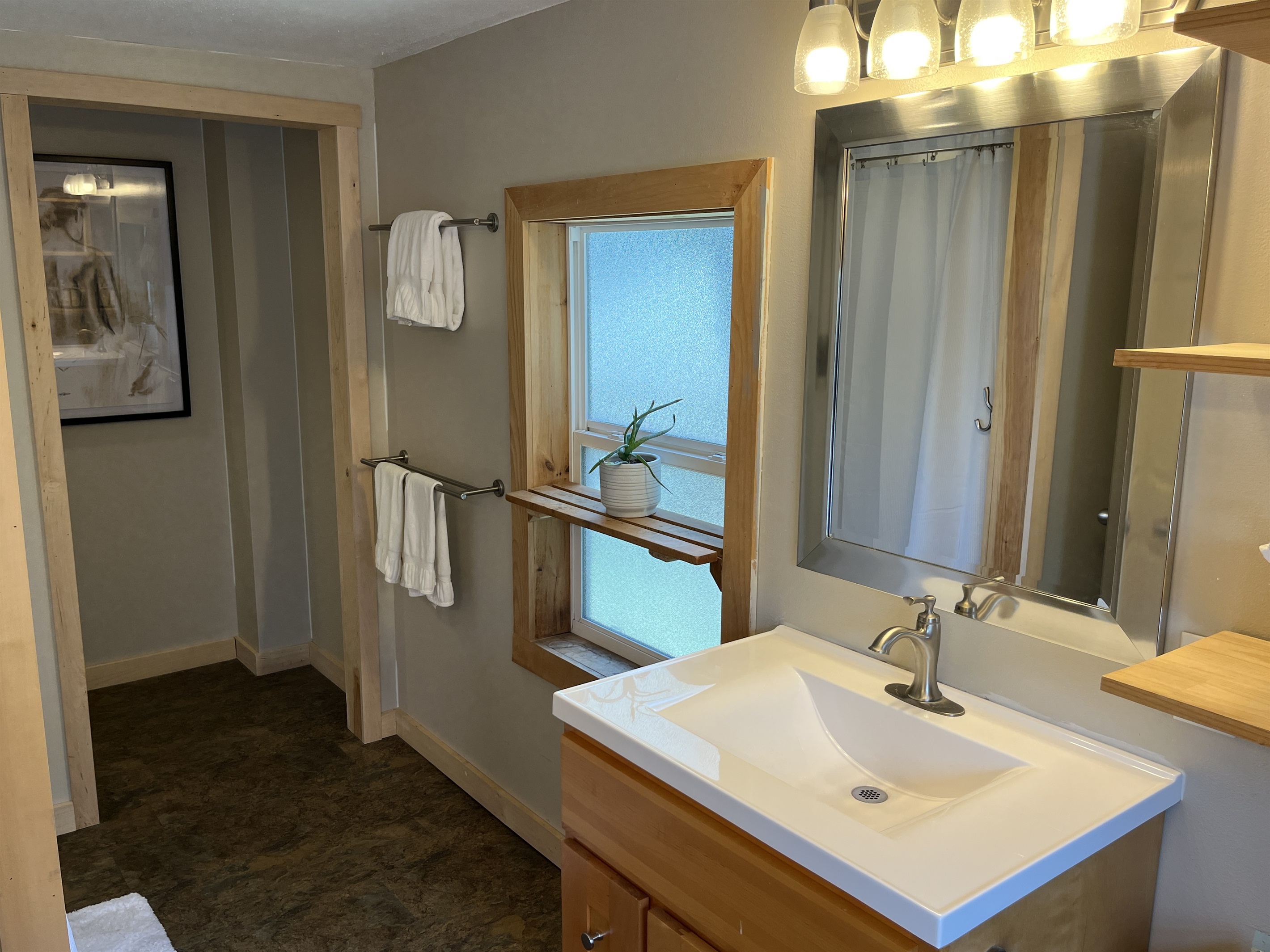 2nd floor bath with 2 vanities and shower