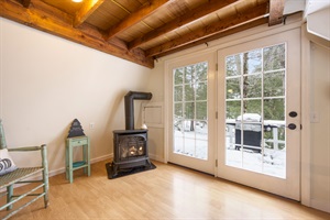 Stove next to windows