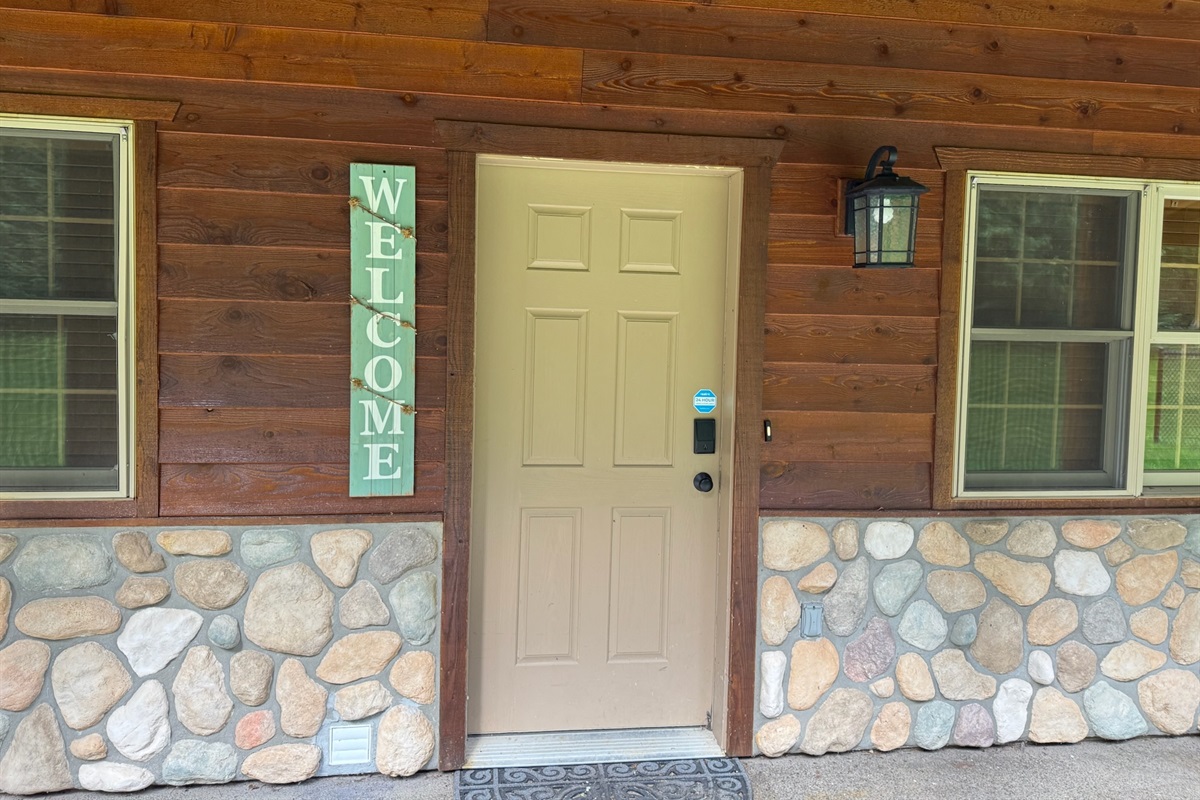 Access door is on backside of cabin, enter into downstairs