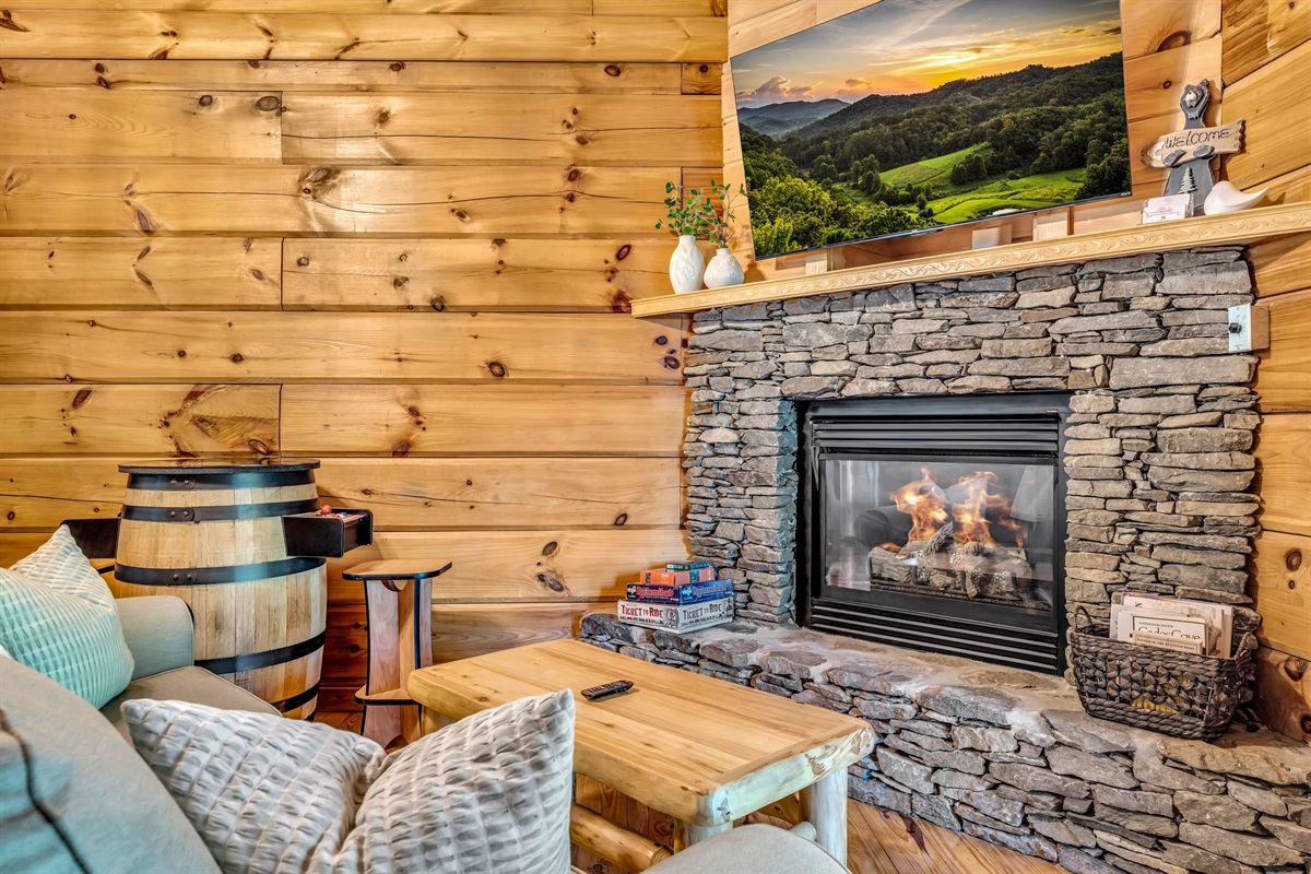 Gas fireplace available year 'round