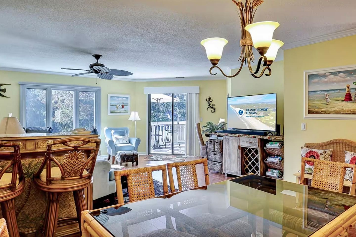 Open living and dining area