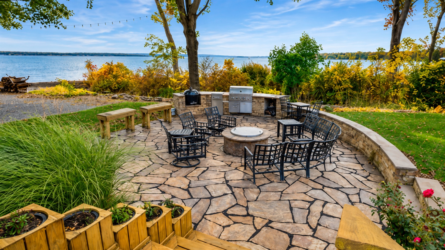 Gather around the firepit and enjoy golden-hour sunsets.