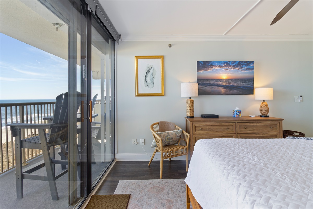 Master bedroom with ensuite bathroom and balcony access