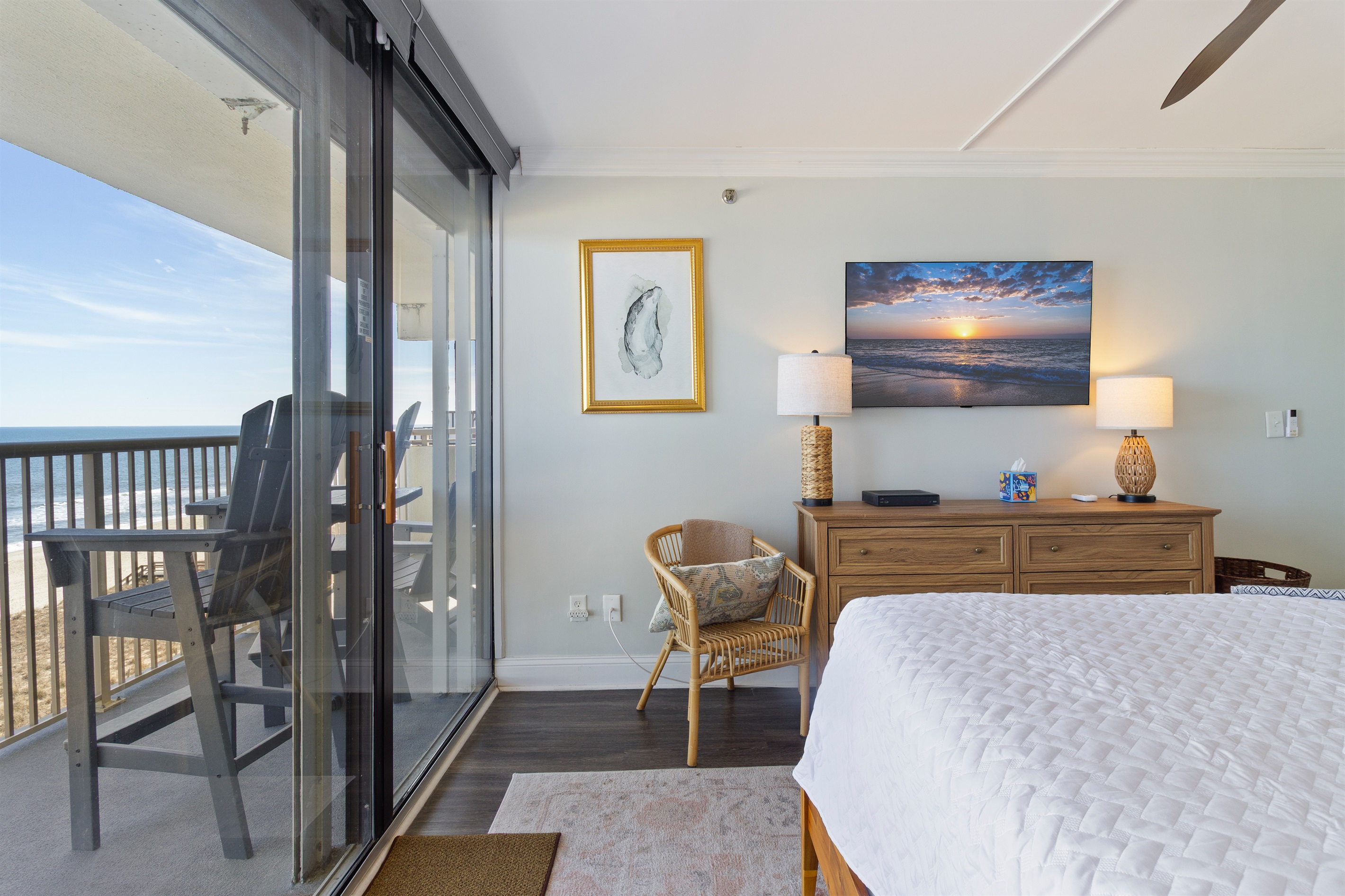 Master bedroom with ensuite bathroom and balcony access