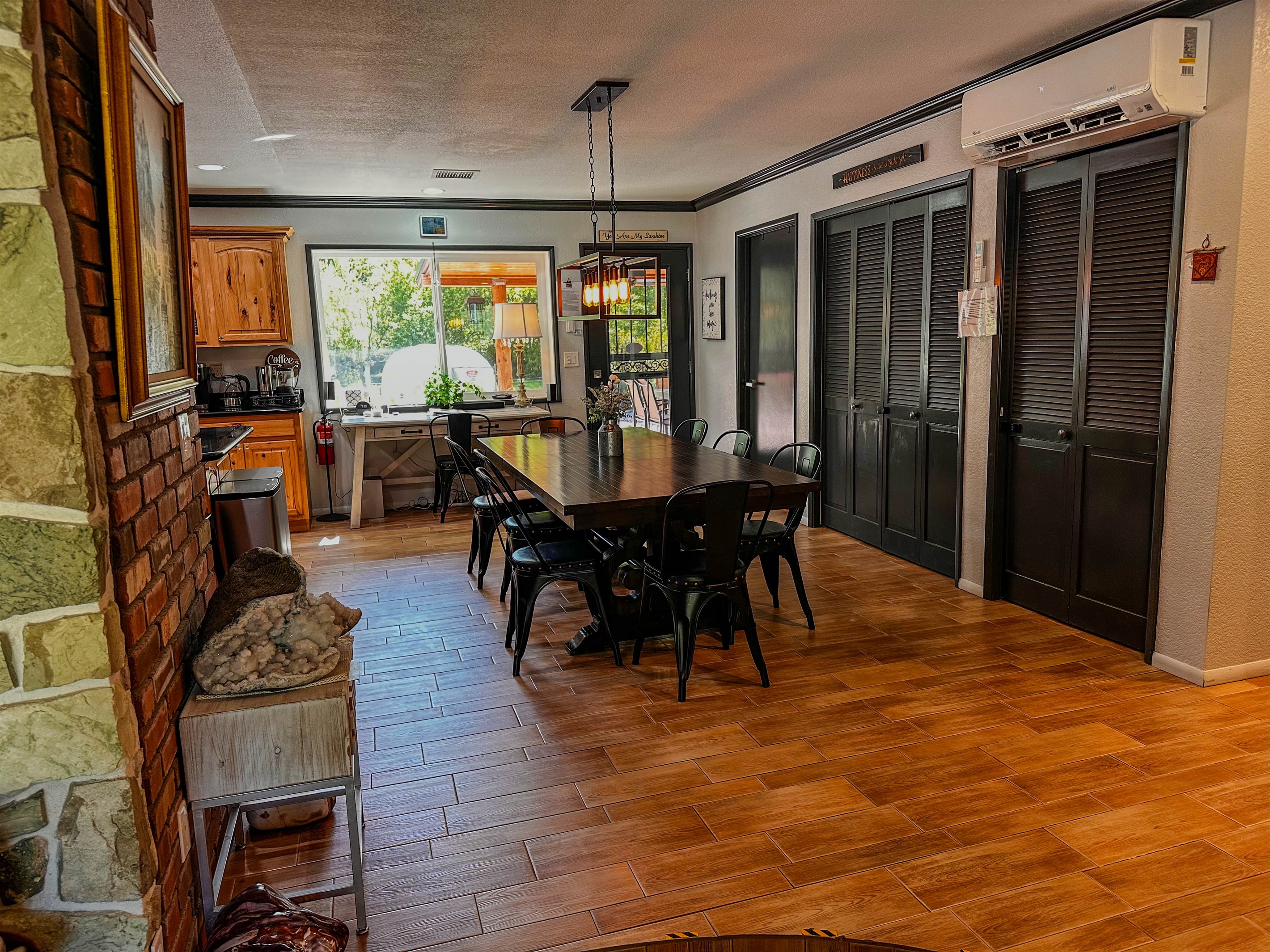 open concept to Dining and Kitchen
