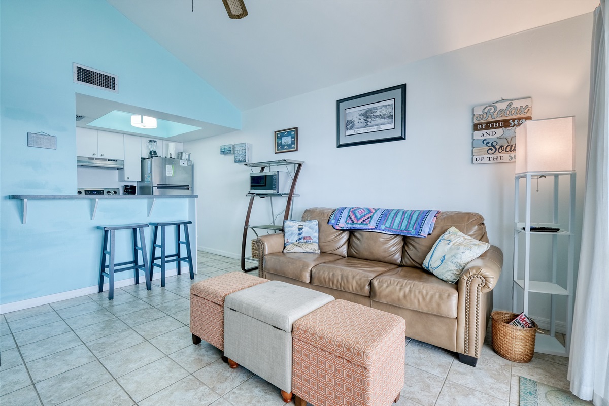 Queen sofa bed in living space