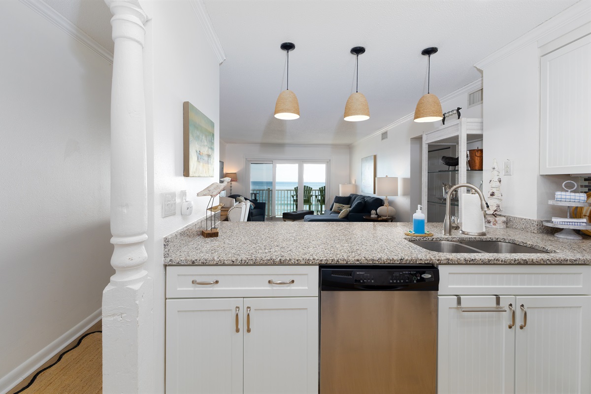 Kitchen with ocean views!