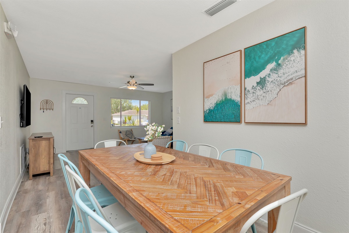 spacious dining table with room for everyone.