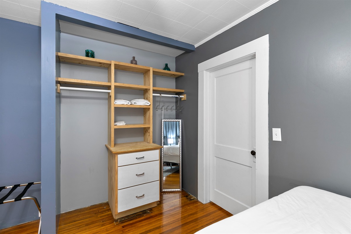 Stretch out in a spacious king bedroom with plenty of closet space to settle in and stay awhile