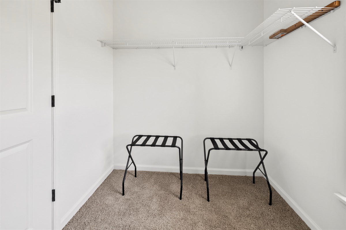 Plenty of closet space for clothes and travel bags.