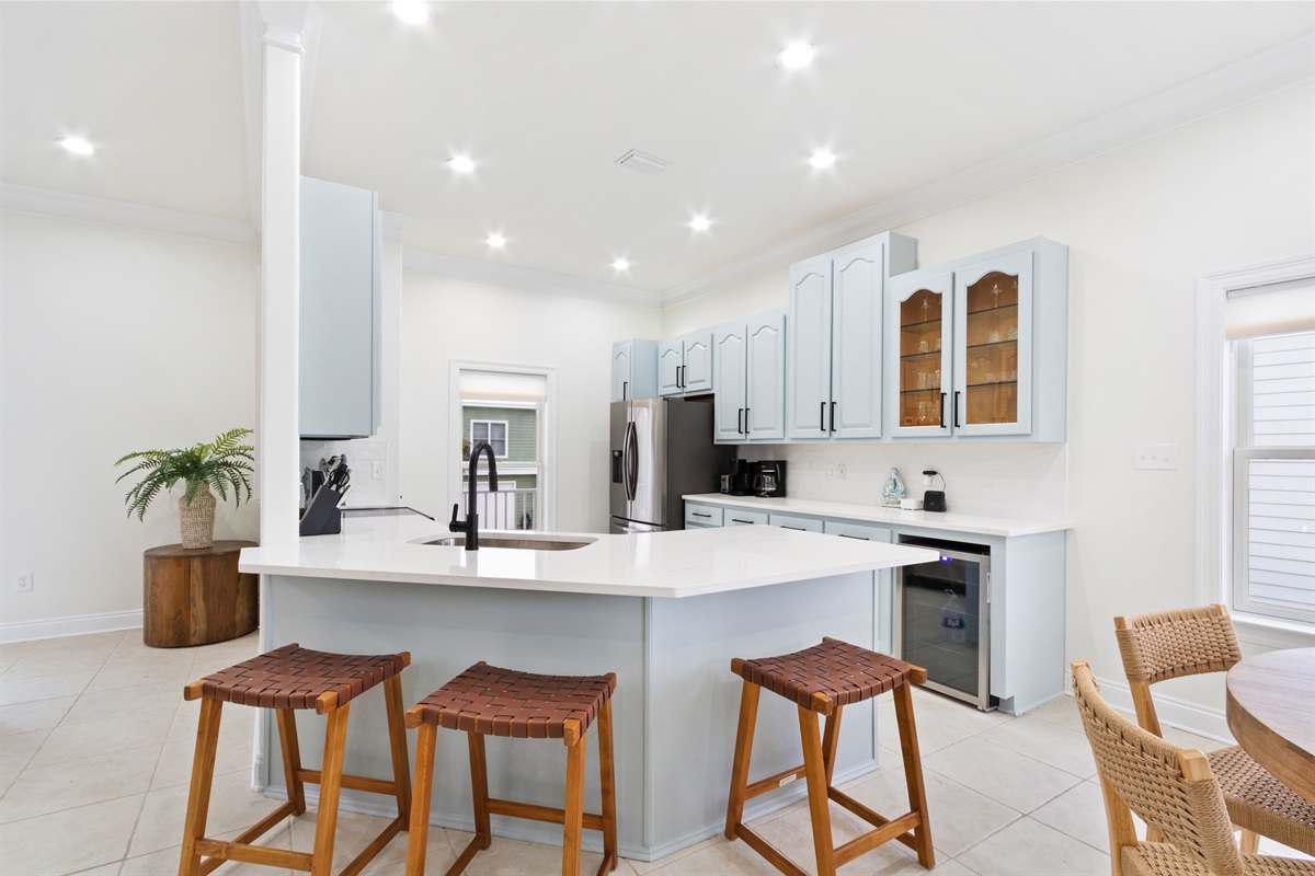 Spacious, fully stocked kitchen