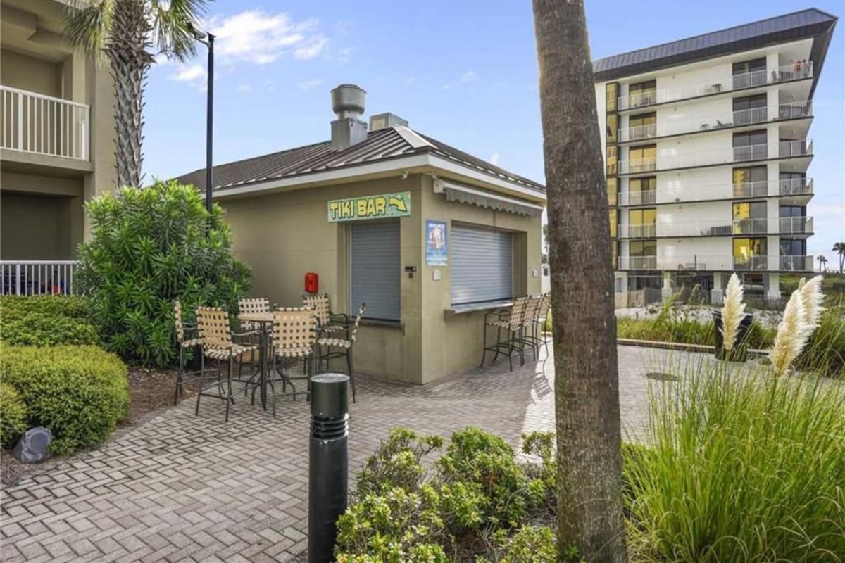 The Tiki bar where you can find some yummy food or your favorite tropical drink.