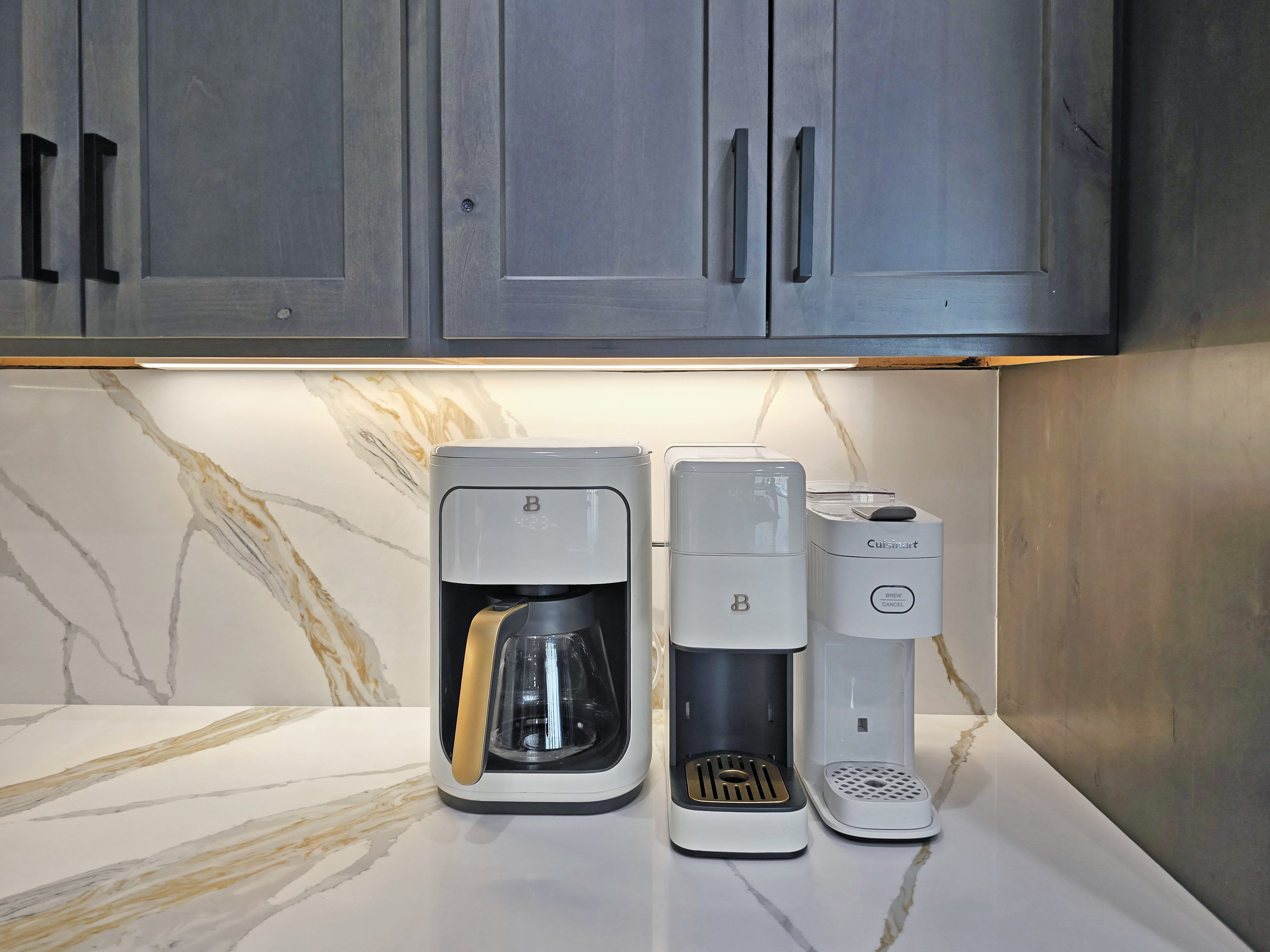 Make a full pot of coffee or a single cup with a k-cup.