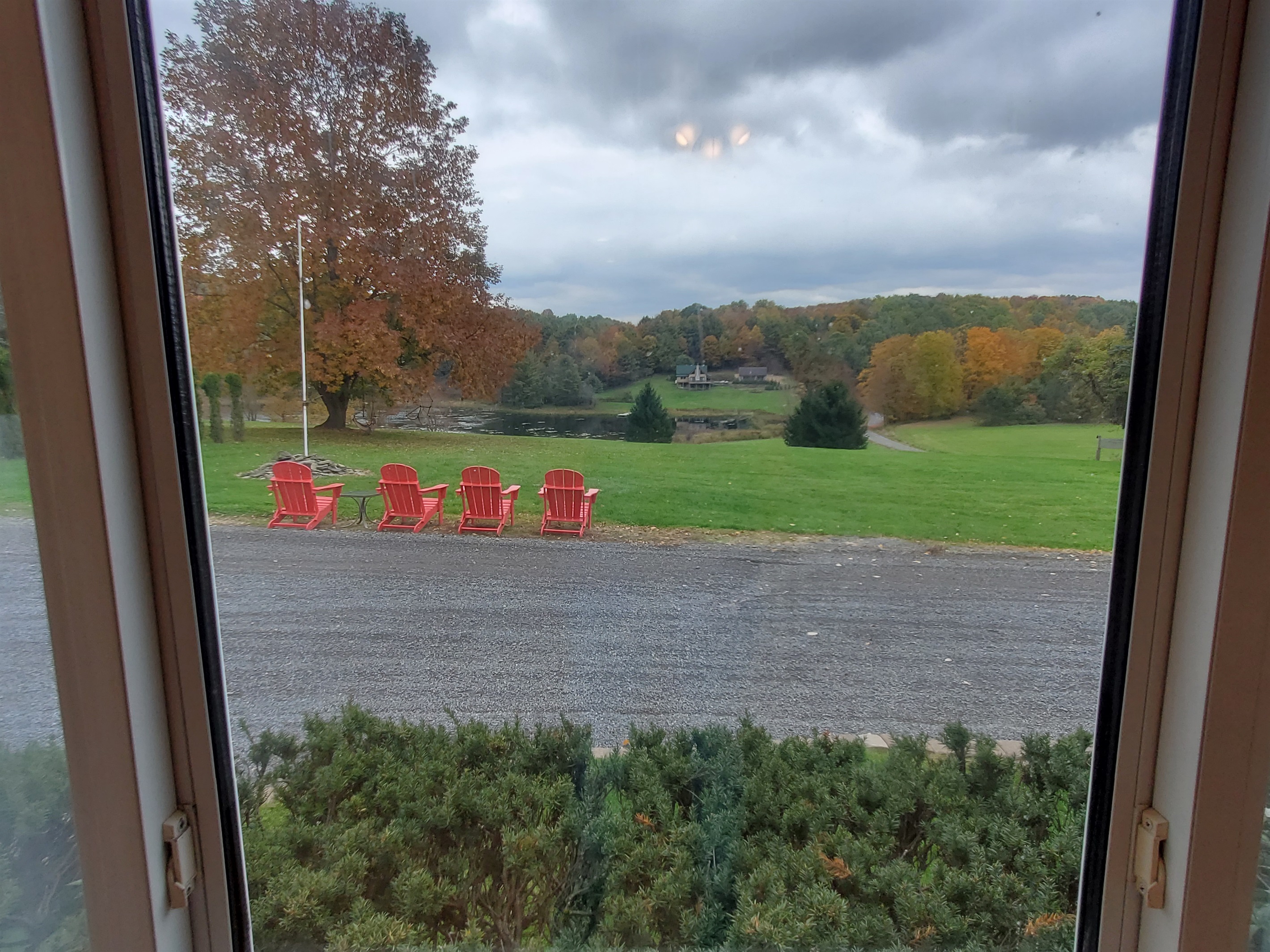 View of beaver pond & hills from dining room