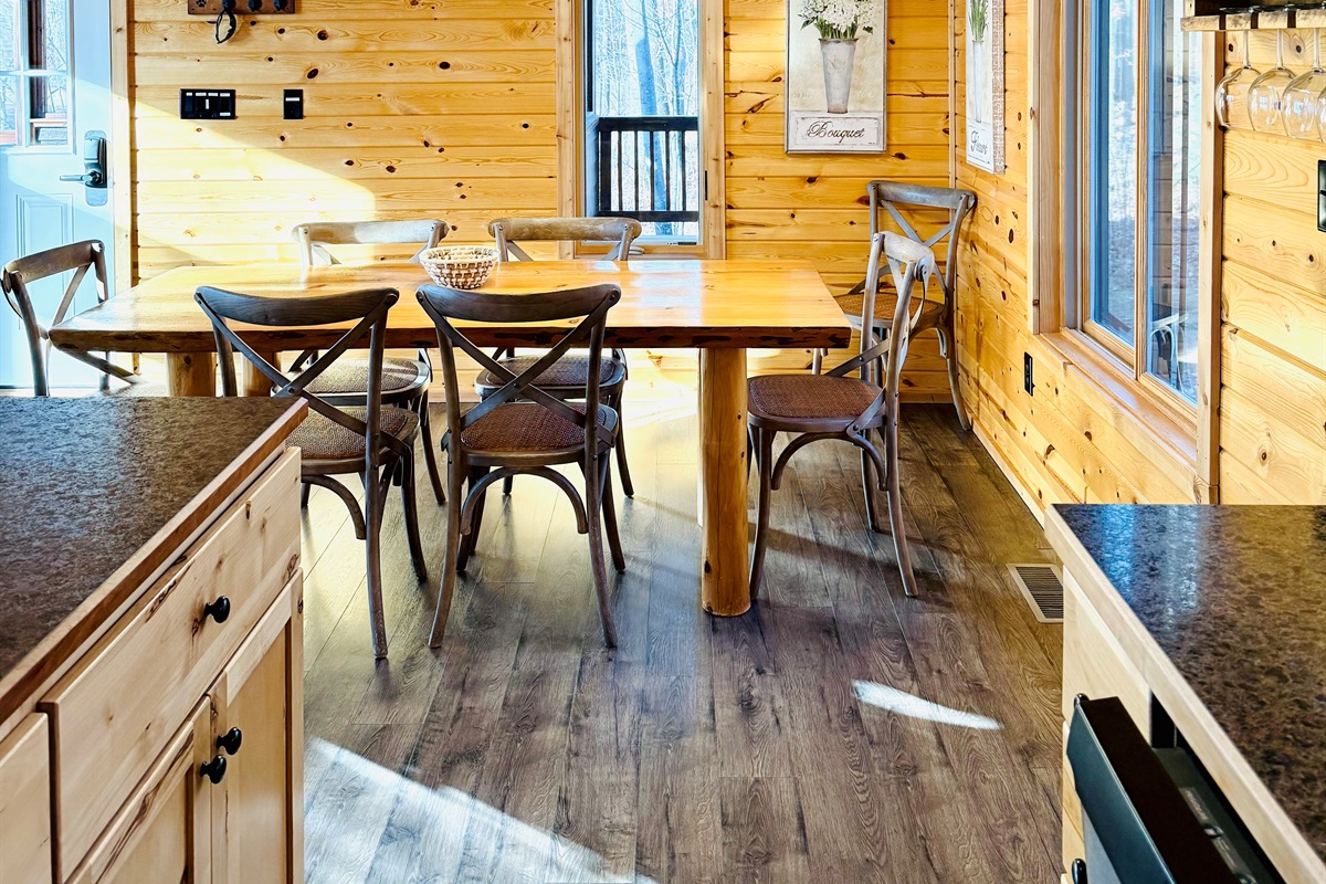 Dining table next to the kitchen.