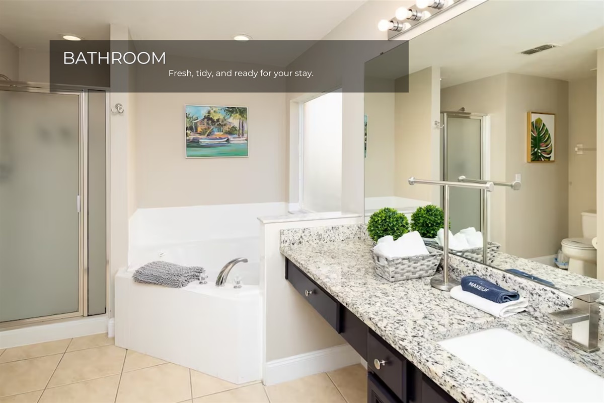 Sleek, stylish, and spotless—this bathroom is your personal retreat.