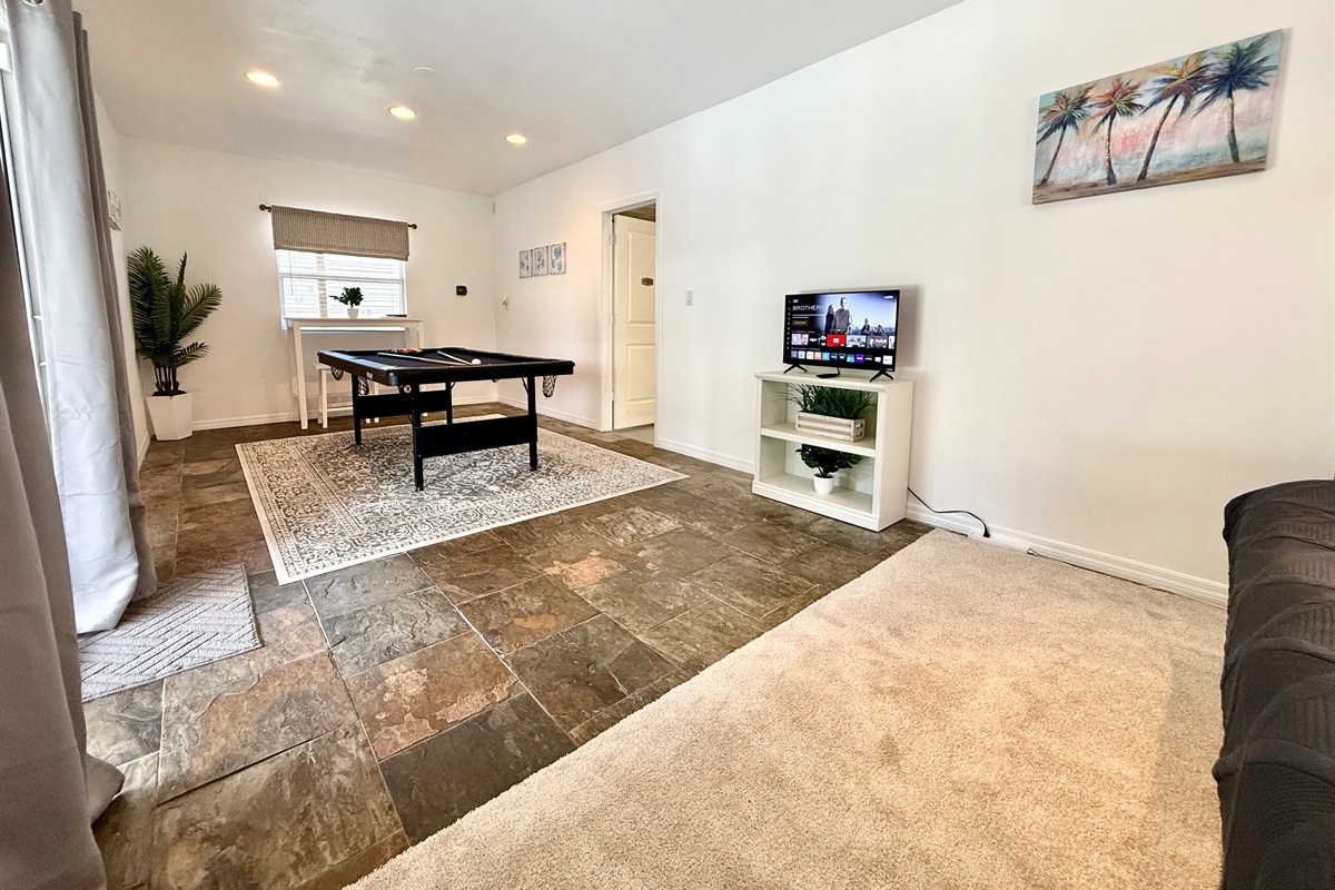Enjoy a full night’s sleep and a friendly game of pool in this versatile space.