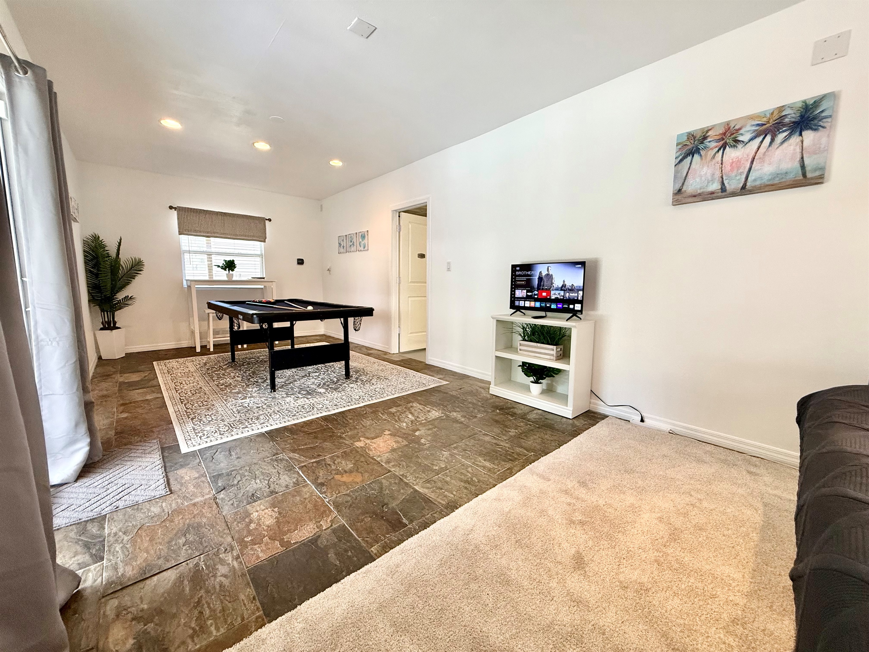 Enjoy a full night’s sleep and a friendly game of pool in this versatile space.