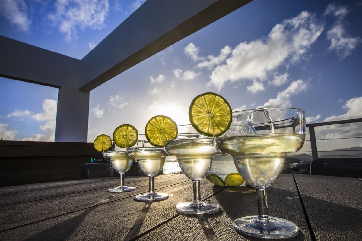 Enjoy a beautiful sunset with cocktails on the jacuzzi deck 