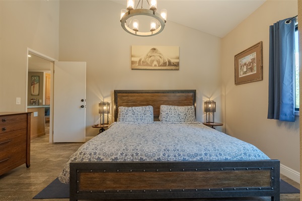 High ceilings in the master bedroom.