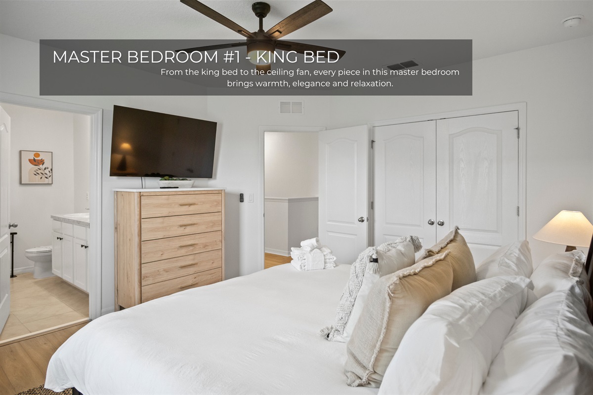 Relax in a king bed with your own private bathroom.