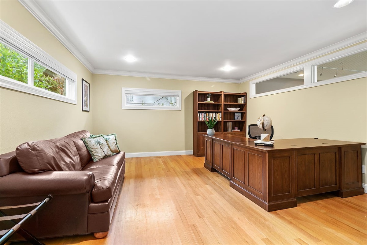 The main floor offers office space. You won't want to work while you are here but if you need to you have a quiet space to get work done undisturbed. There is also an additional sleeper sofa.