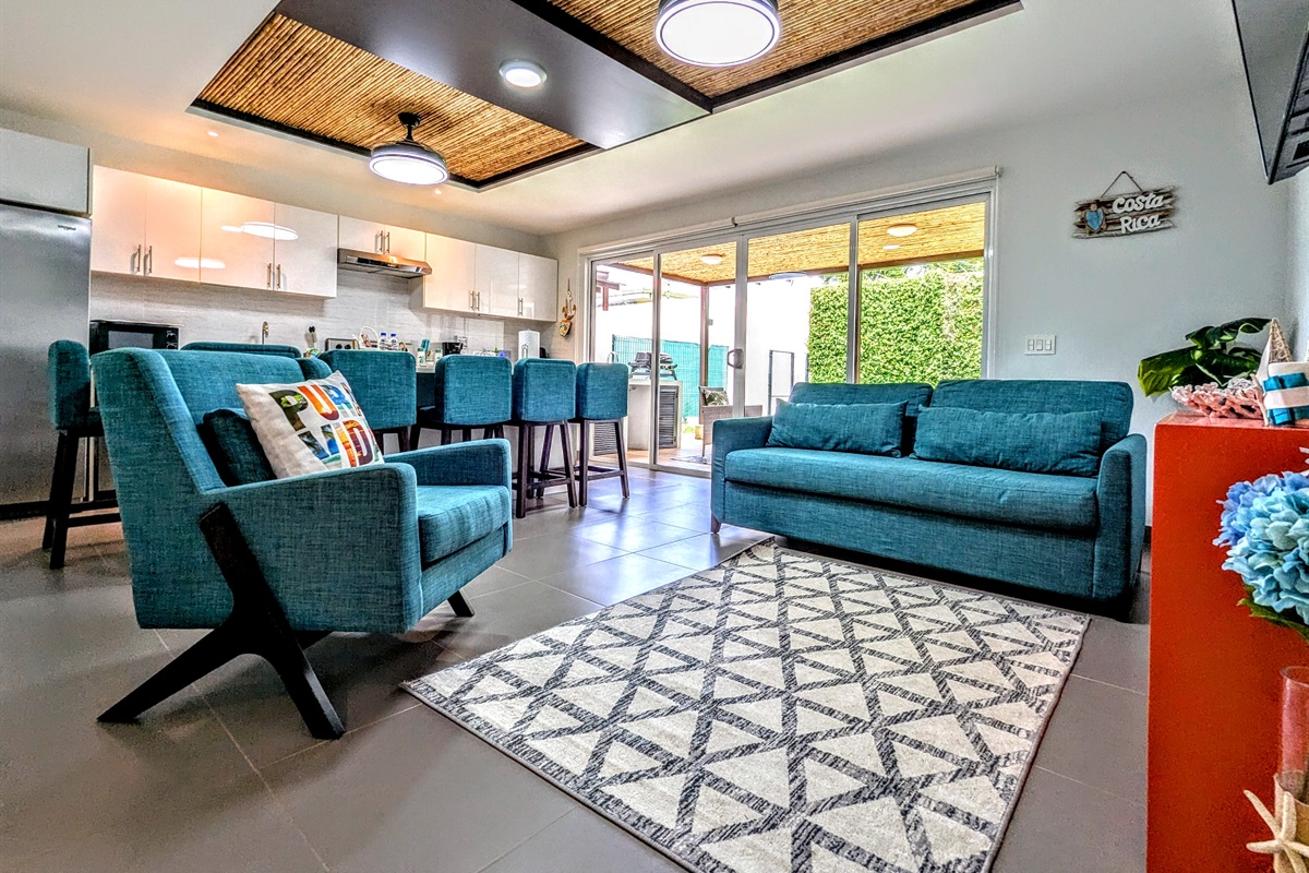 Spacious kitchen and living room area