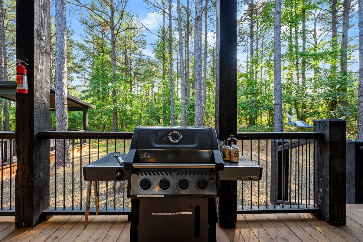 Private deck with grill for the perfect cookout vibe