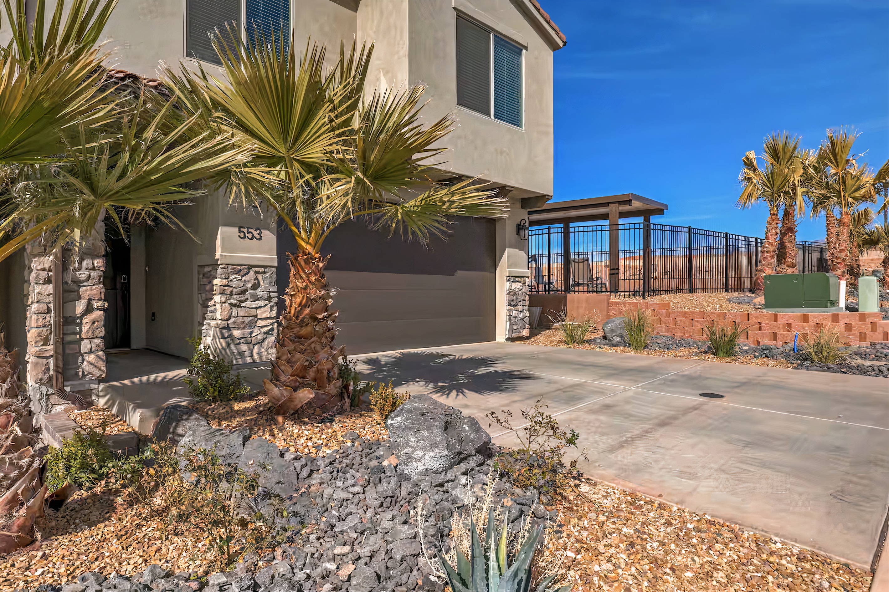 Private parking in driveway and garage.
