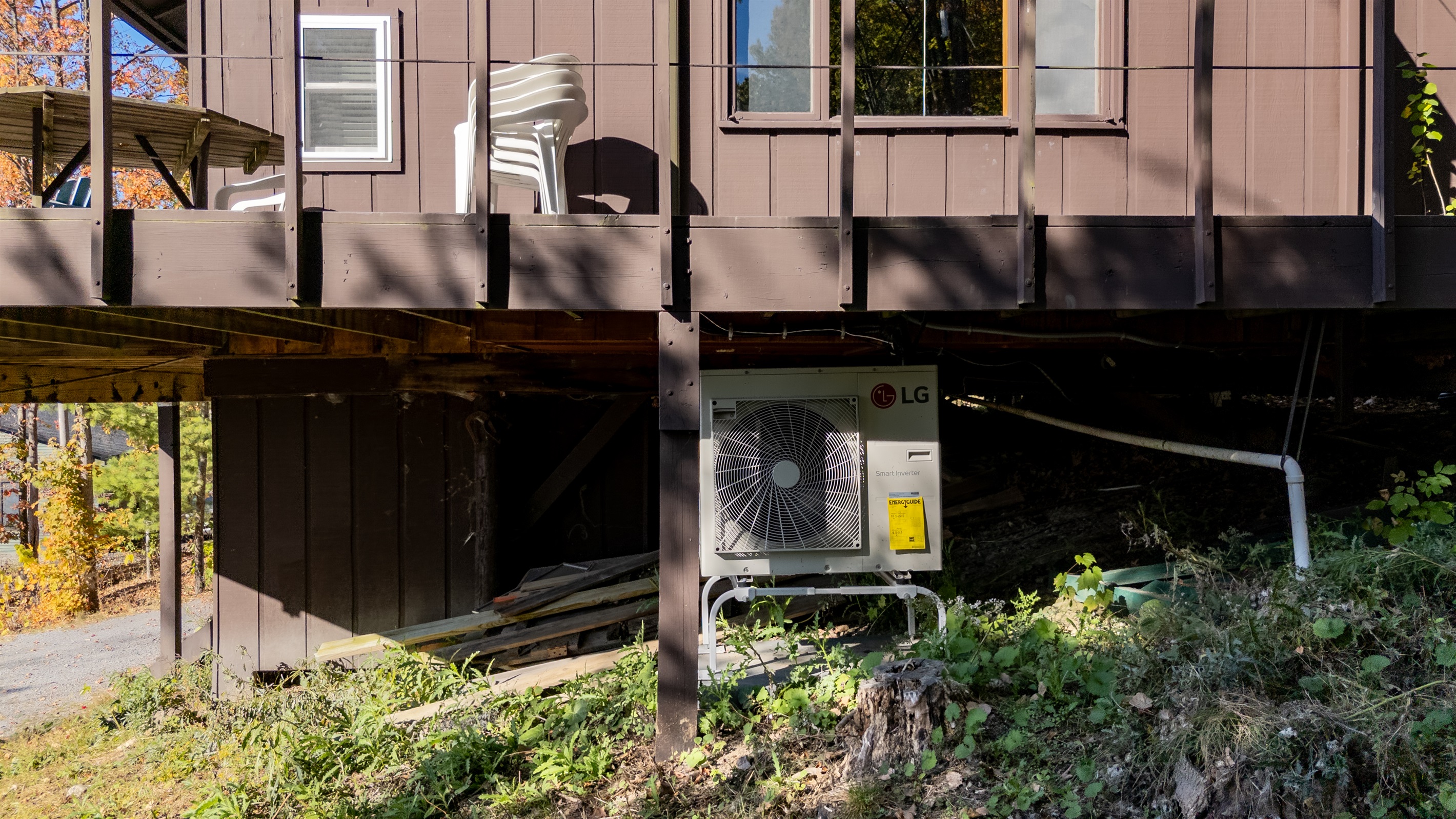 Underside of deck with storage space—practical, hidden yet neat.