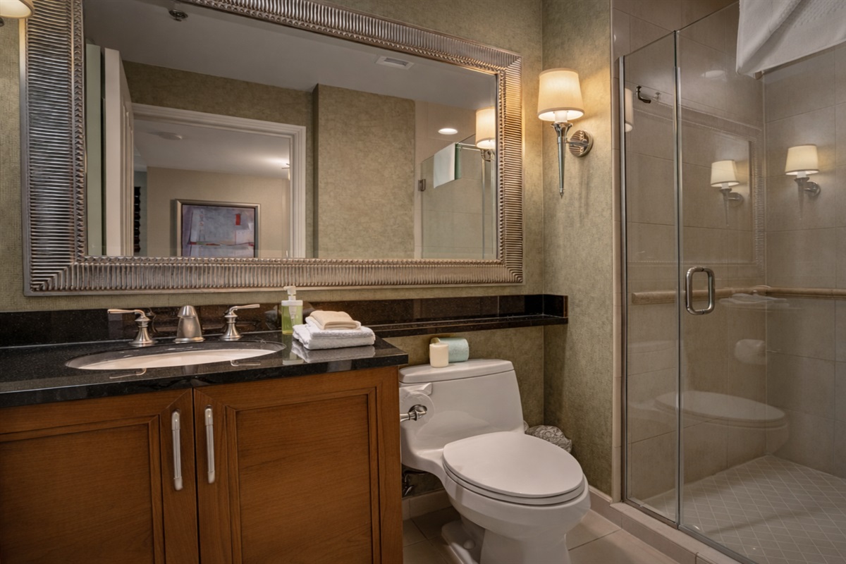 Spacious walk-in shower and premium amenities!