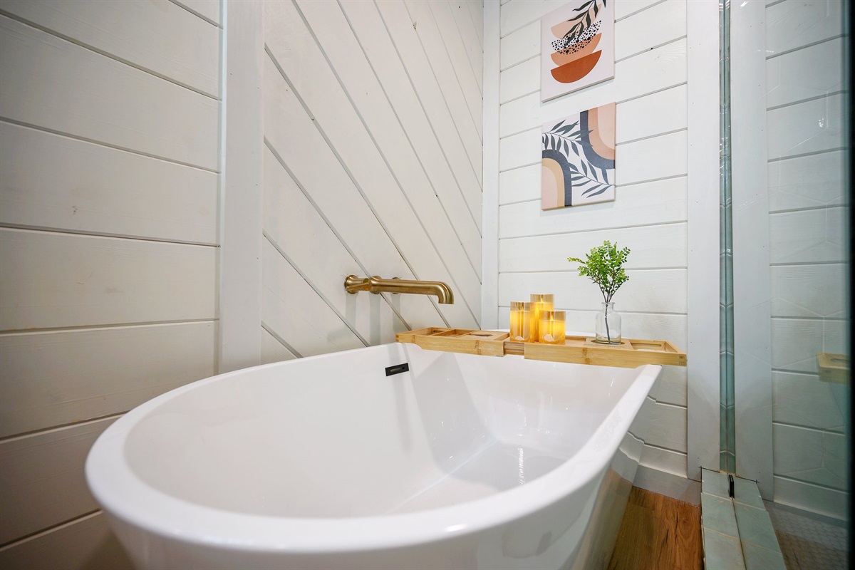 Enjoy the deep soaking tub after a day at the park.
