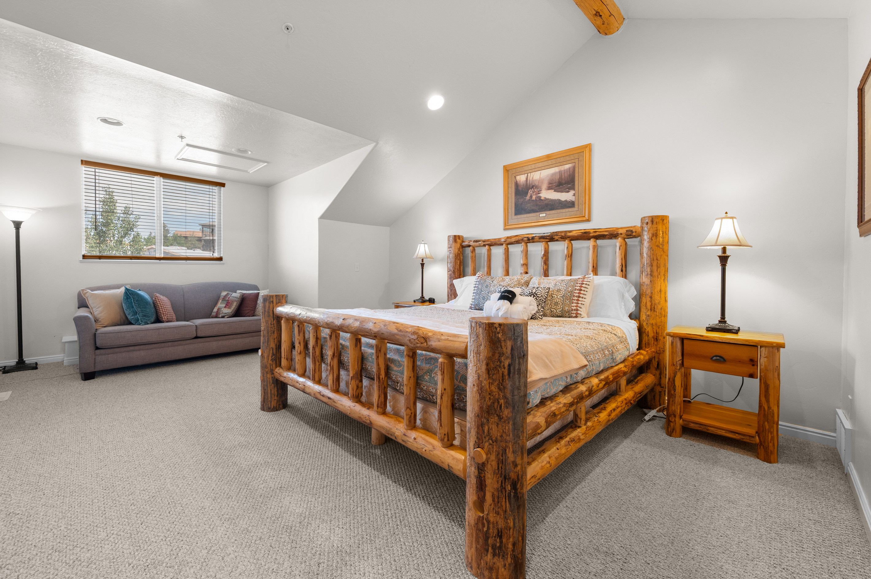There is a sofa in the primary bedroom, to relax and read a book, or available for visiting guests.